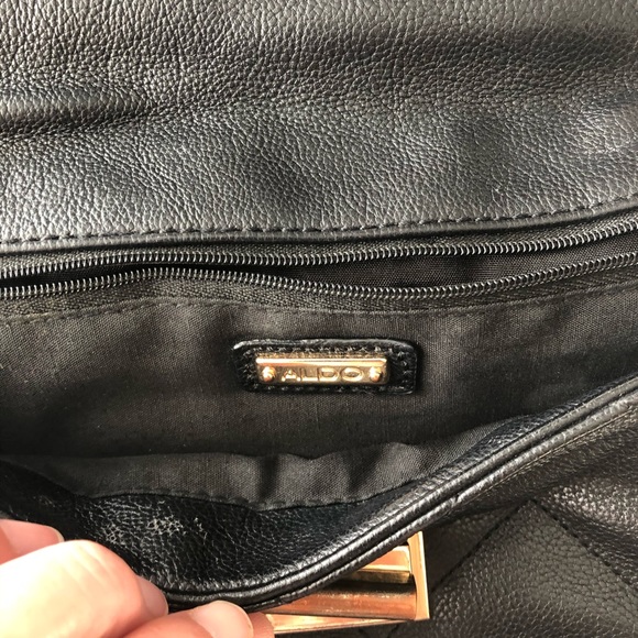 ALDO Black Quilted Leather Shoulder Purse - Picture 5 of 6